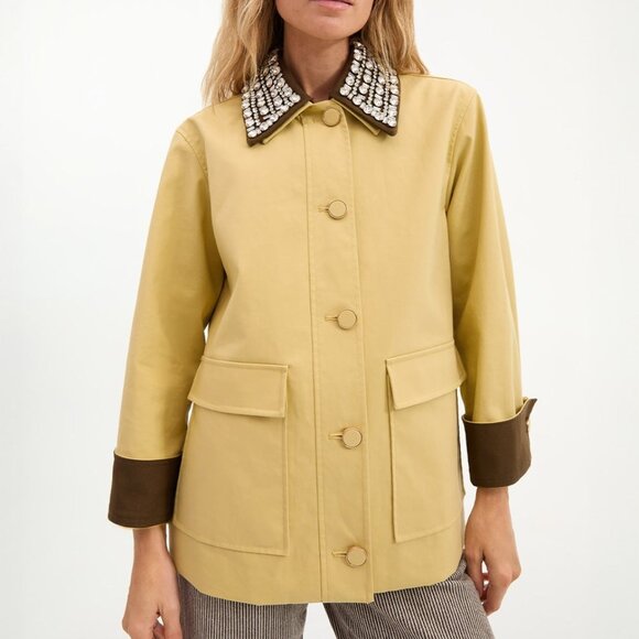 VERONICA BEARD Arlen Dickey crystal-embellished coated-cotton coat - Picture 1 of 12